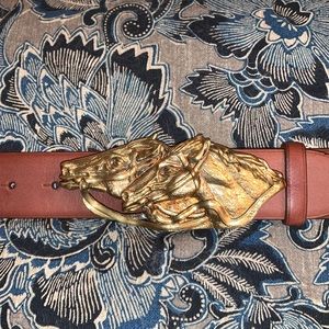 Ralph Lauren Black Label Double Horse Head leather belt size L. Made in Italy
